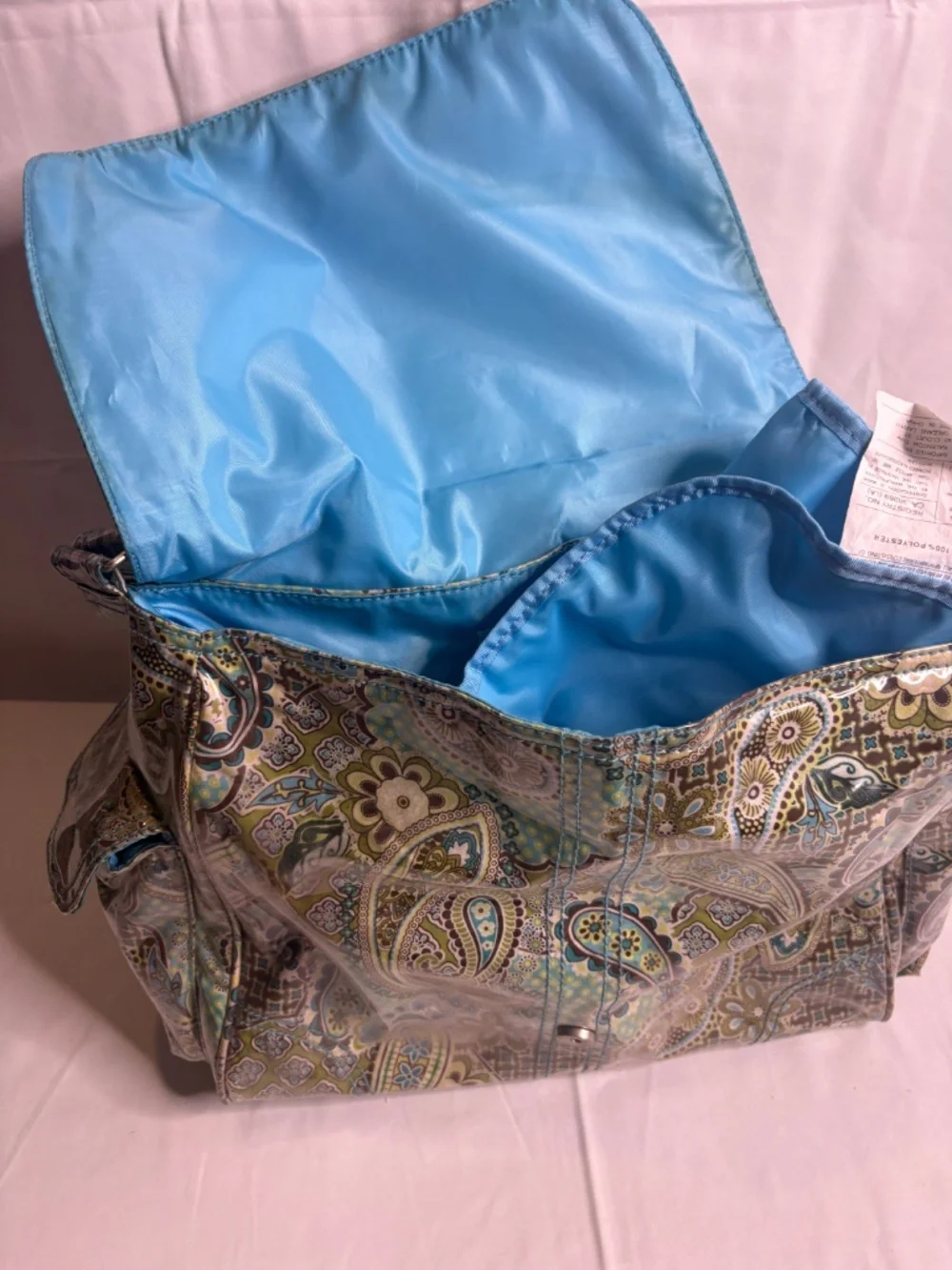Kalencom New Orleans Toile Brown/Blue Adjustable Strap Diaper Bag w/Changing Mat